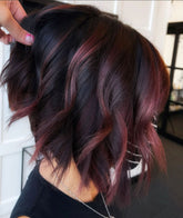 Burgundy Balayage Bob Wigs for Women Caucasian 100% Human Hair